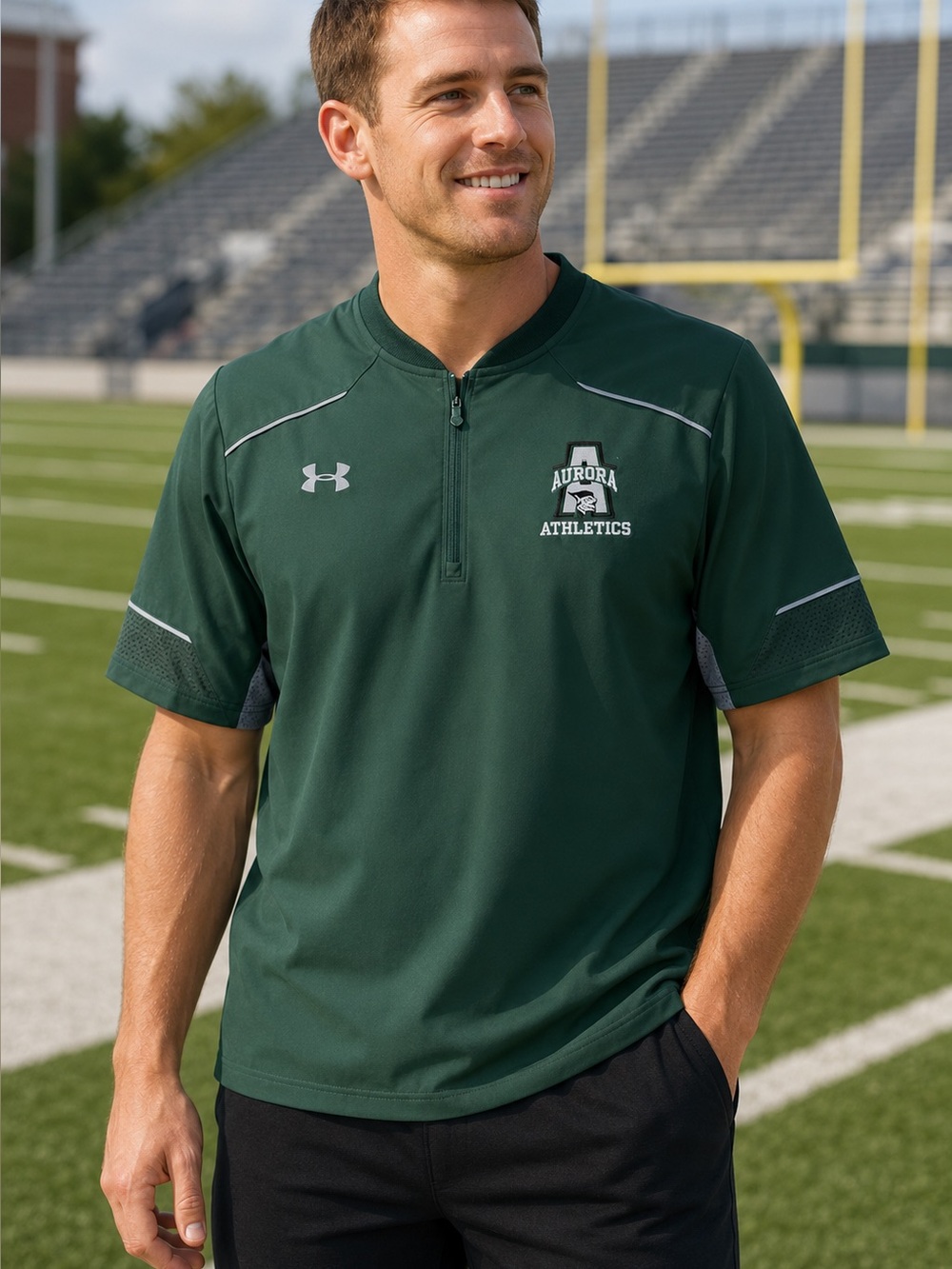 Under Armour Aurora Athletics Men’s Large Green Short Sleeve Quarter Zip